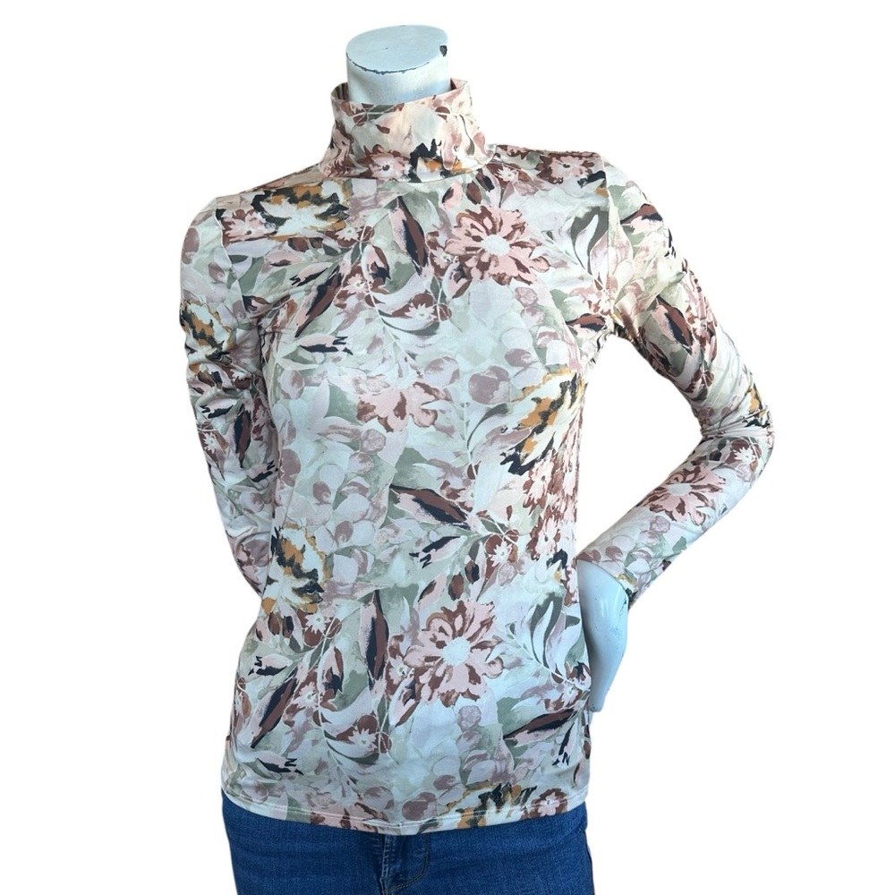 Wilfred Cheval Mockneck Granny Floral Print Long Sleeve Top Cottagecore Small